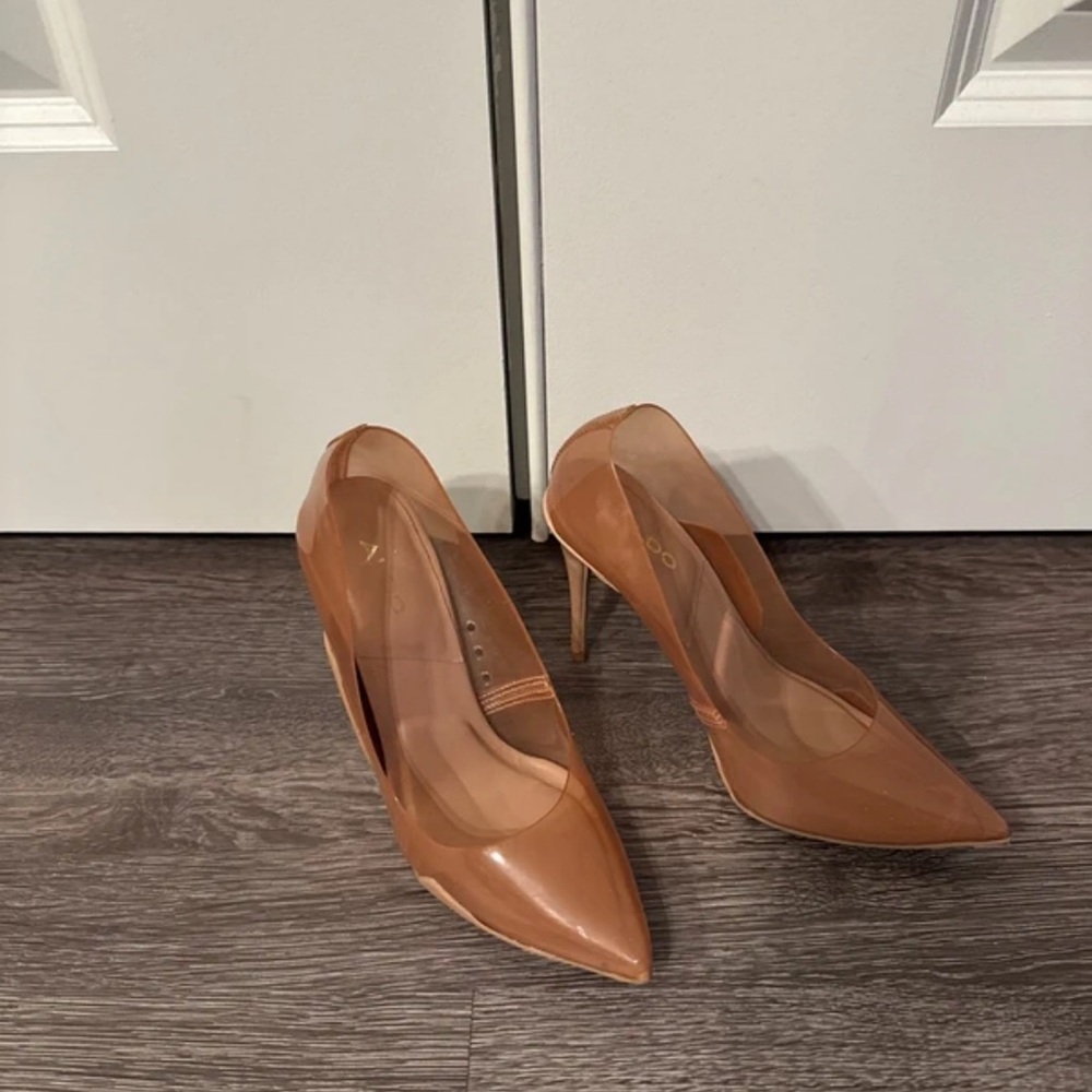Aldo Tan Patent Pointed-Toe Stiletto Pumps
